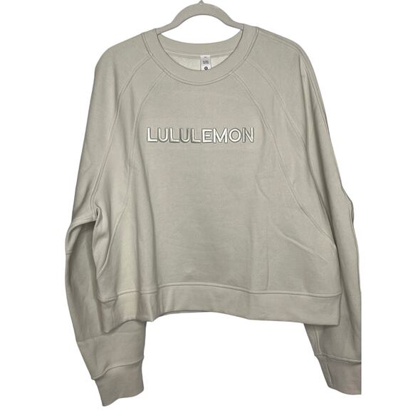 NEW Lululemon Scuba Oversized Pullover Wordmark in Bone XL/XXL - Picture 2 of 16